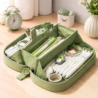 5-Layer Large-capacity Pencil Case, Portable Fabric Stationery Bag with Journal Clip for Office & Back to College Use