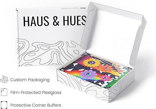 Miniatura 4 de HAUS AND HUES Trippy - Póster estético Decoración de pared Y2K, pósteres hippies, fumetas trippy, dormitorio de niñas universitarias (marco beige,