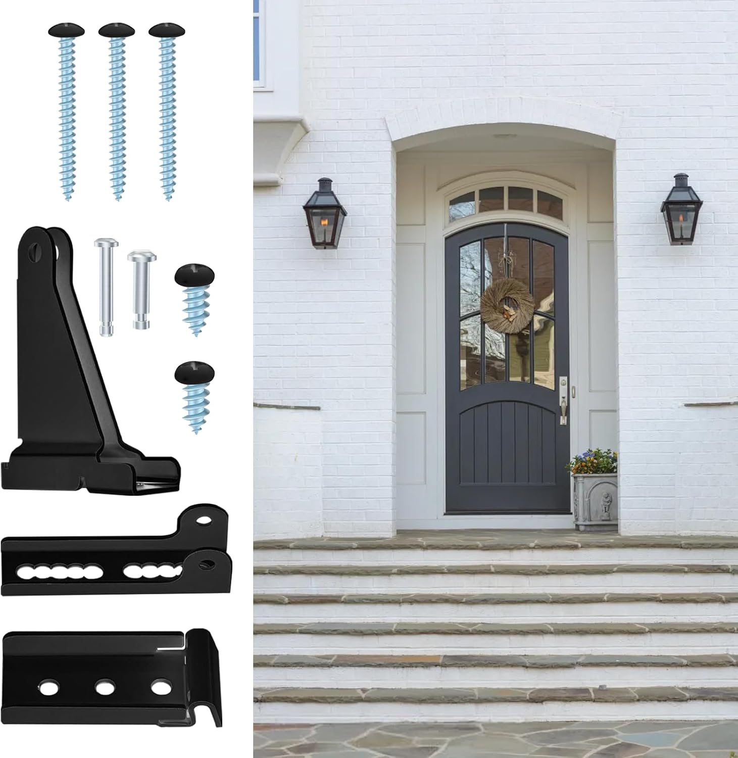 Eagles Storm Door Closer Kit, Screen Door Closer Replacement Parts Compatible with Andersen/Emco/Larson/ 40201/ Pella Door Repair Kit Screen Door Hardware for Self-Closing (Black)