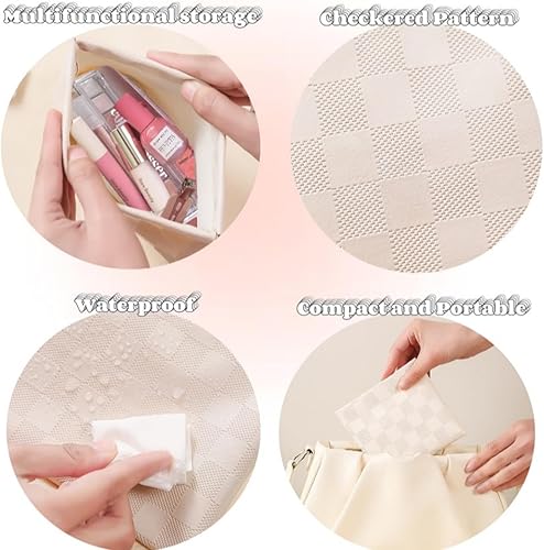 Miniatura 6 de LYDZTION Juego de 2 bolsas de maquillaje impermeables para mujer, bolsa de cosméticos a cuadros, bolsa de aseo de viaje, organizador de bolsa de