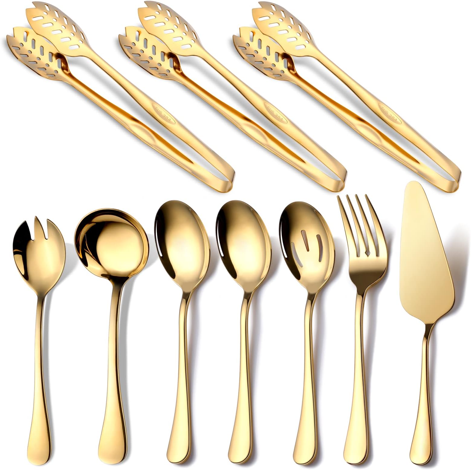 5-Piece Gold Stainless Steel Cooking Utensil Set - Luxury Kitchen Tools For Cooking & Serving
