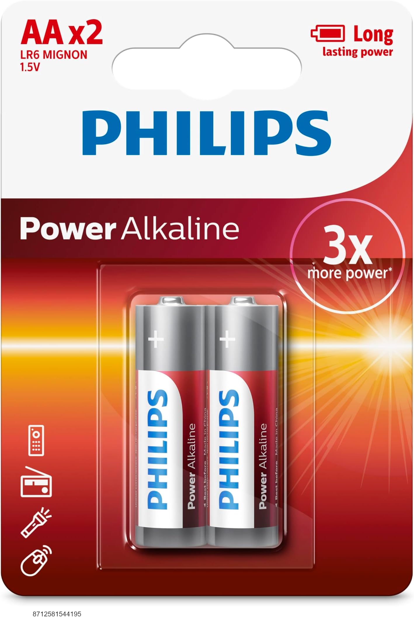 Philips Power Alkaline AA Battery (2 pack)