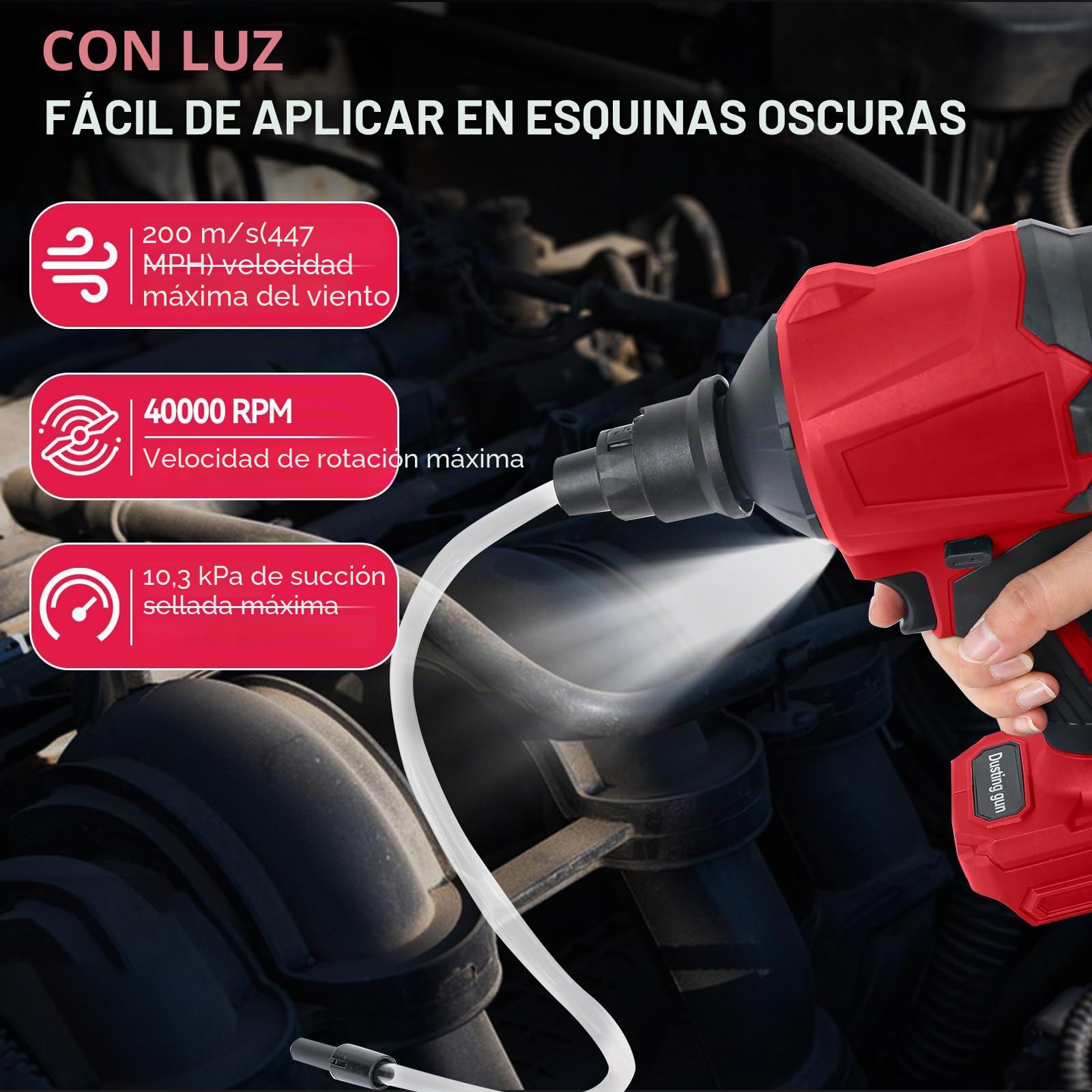 Batería soplador compatible con batería Milwaukee M18 de 18 V, 40000 rpm, mini soplador inalámbrico, 447 MPH, velocidad continua para garajes, taller, aserradero