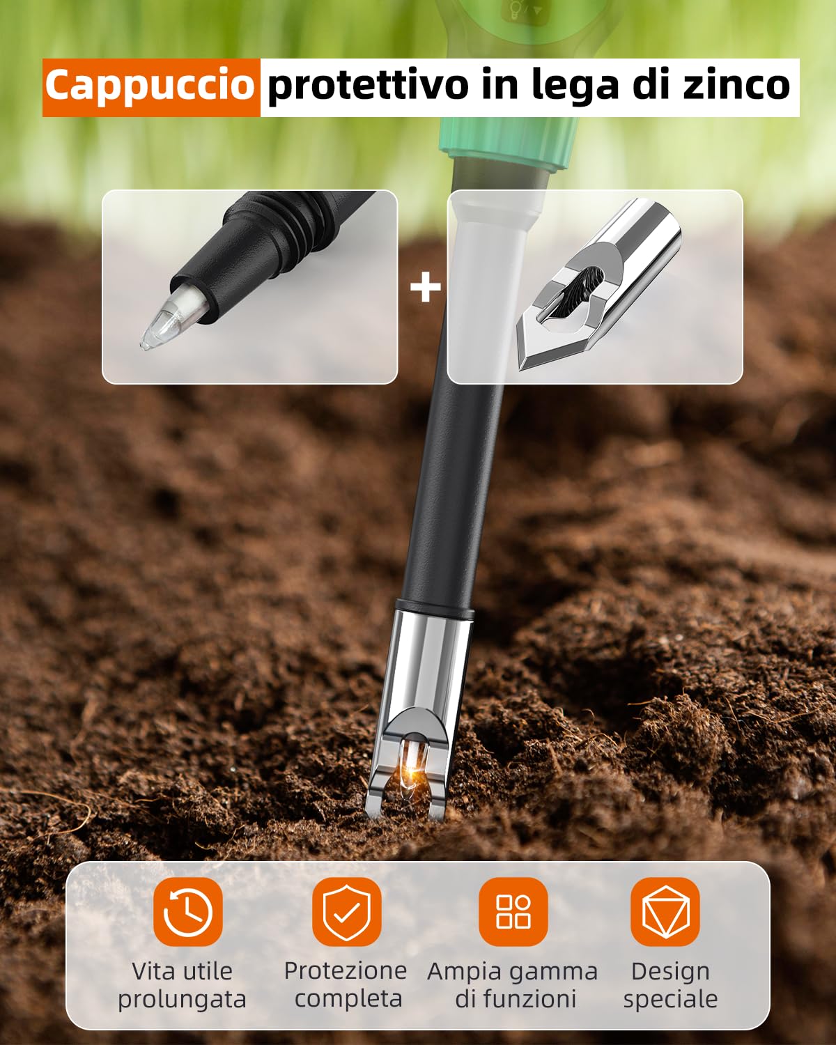 Tadeto phmetro, Kit misuratore ph digitale per suolo, giardino, acqua, soluzione e alimenti con custodia protettiva in lega e display LCD, ideale per test pH per prato, cibo e giardino