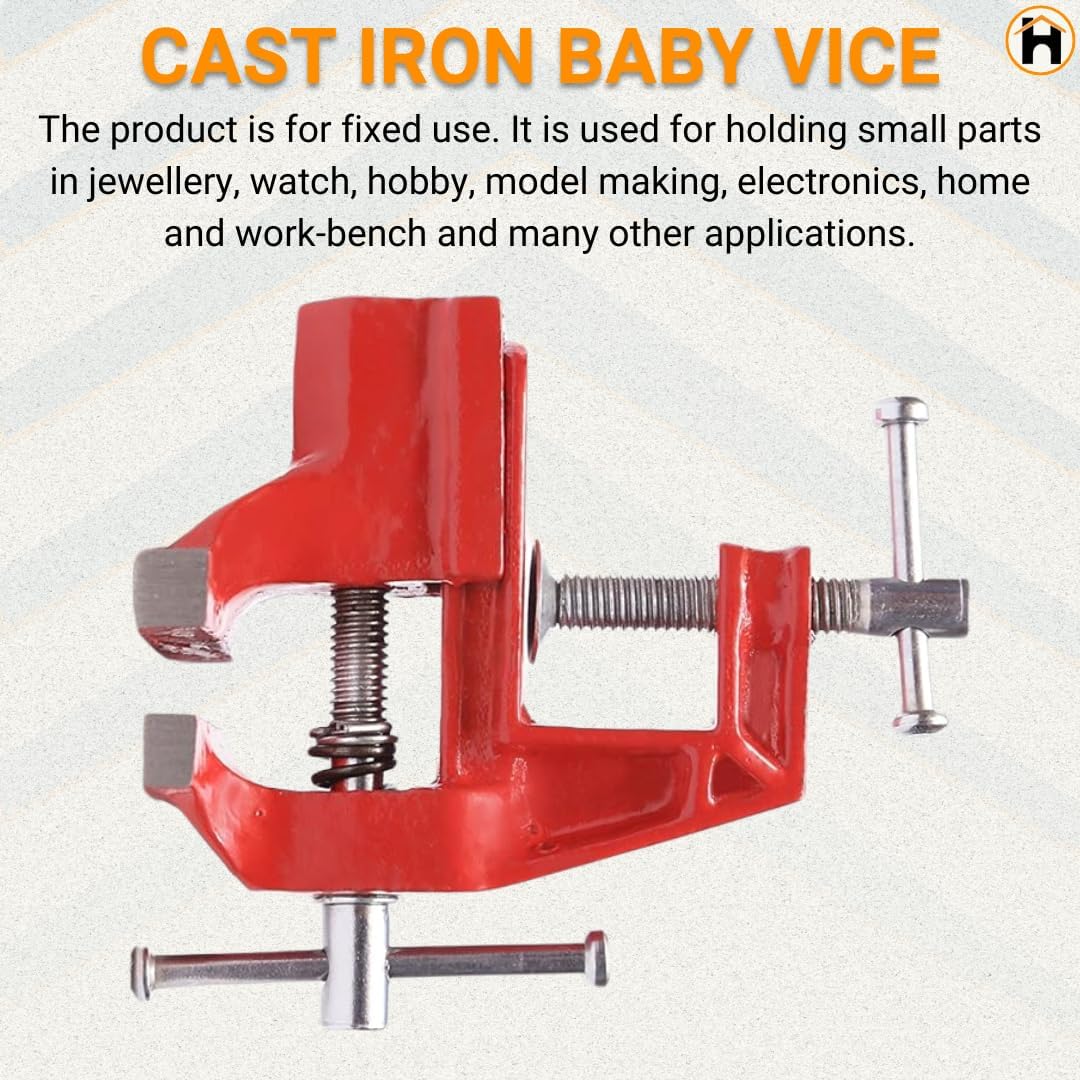 2" Cast Iron Steel Vice Professional Fixed Base with Bench Mounted Clamp Size 50mm