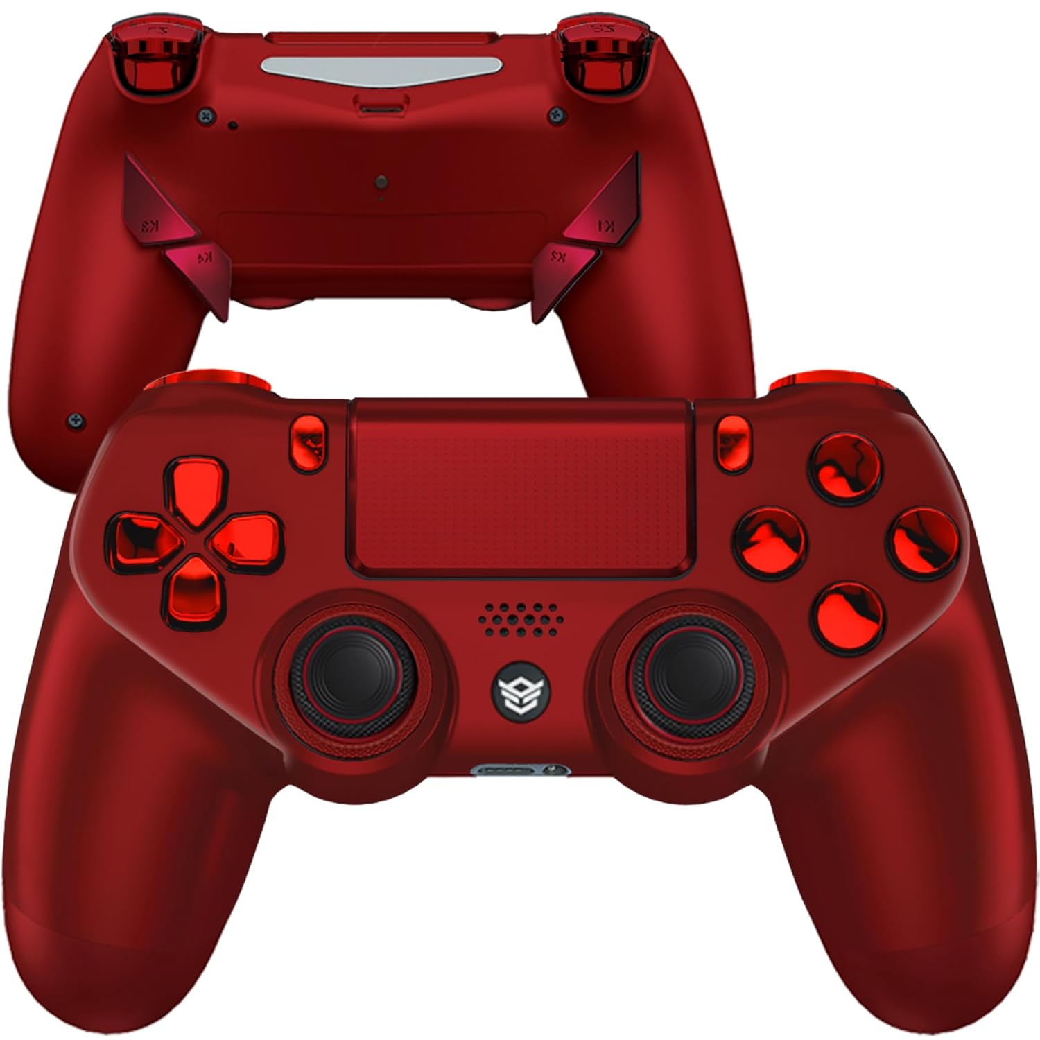 HEXGAMING NEW EDGE Wireless Controller Compatible with ps4-4 Back Buttons, 6 Profiles, Hair Triggers, Swappable Thumbsticks - Shadow Red