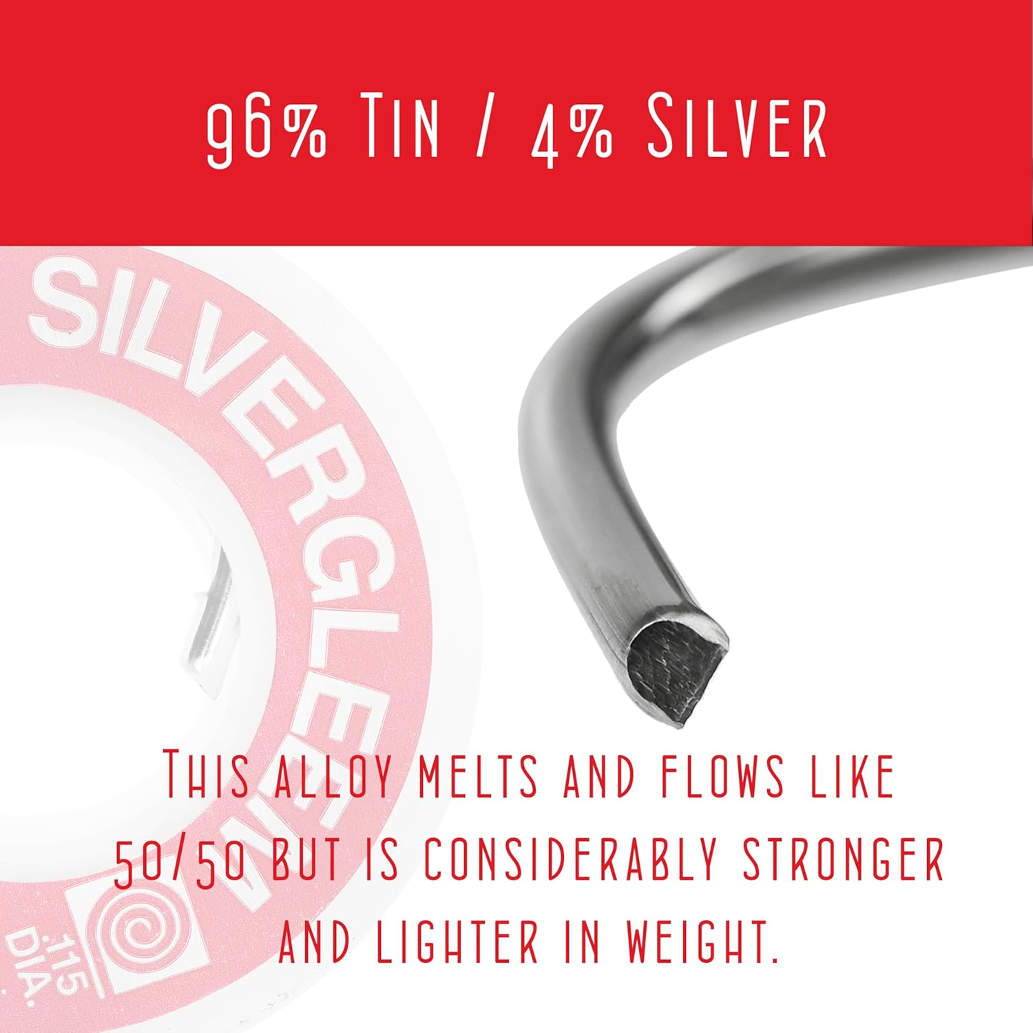 Canfield Silvergleem Lead Free Silver Solder Wire for Stained Glass Solder Crafting and Jewelry Making (96% Tin / 4% Silver) - 1/2 Lb Spool (1 Pack)