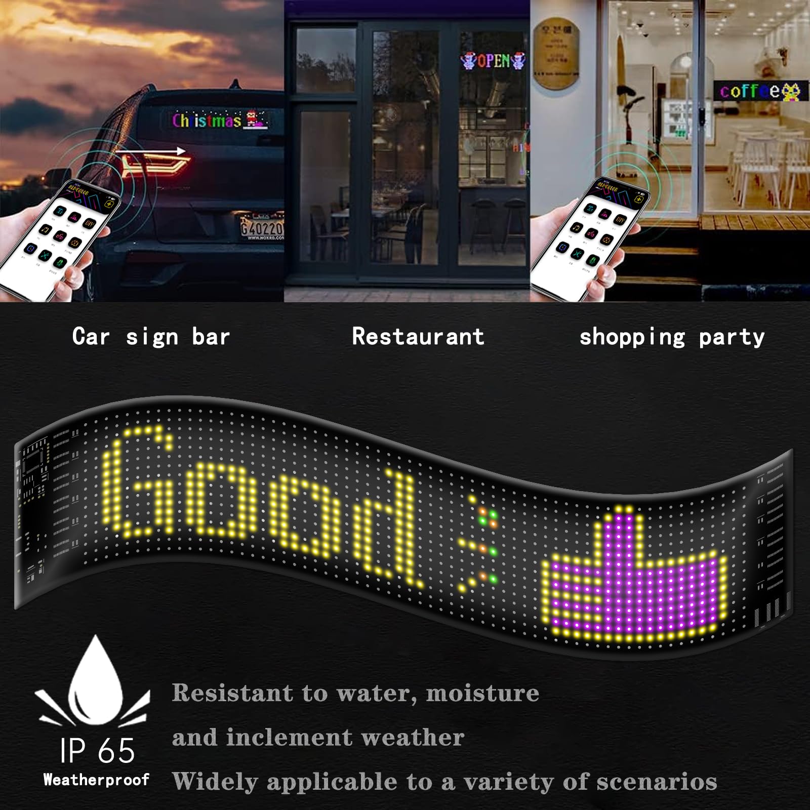 NEWFUN Occhi led per camion, insegna luminosa programmabile, Display LED Programmabile auto con controllo APP e telecomando