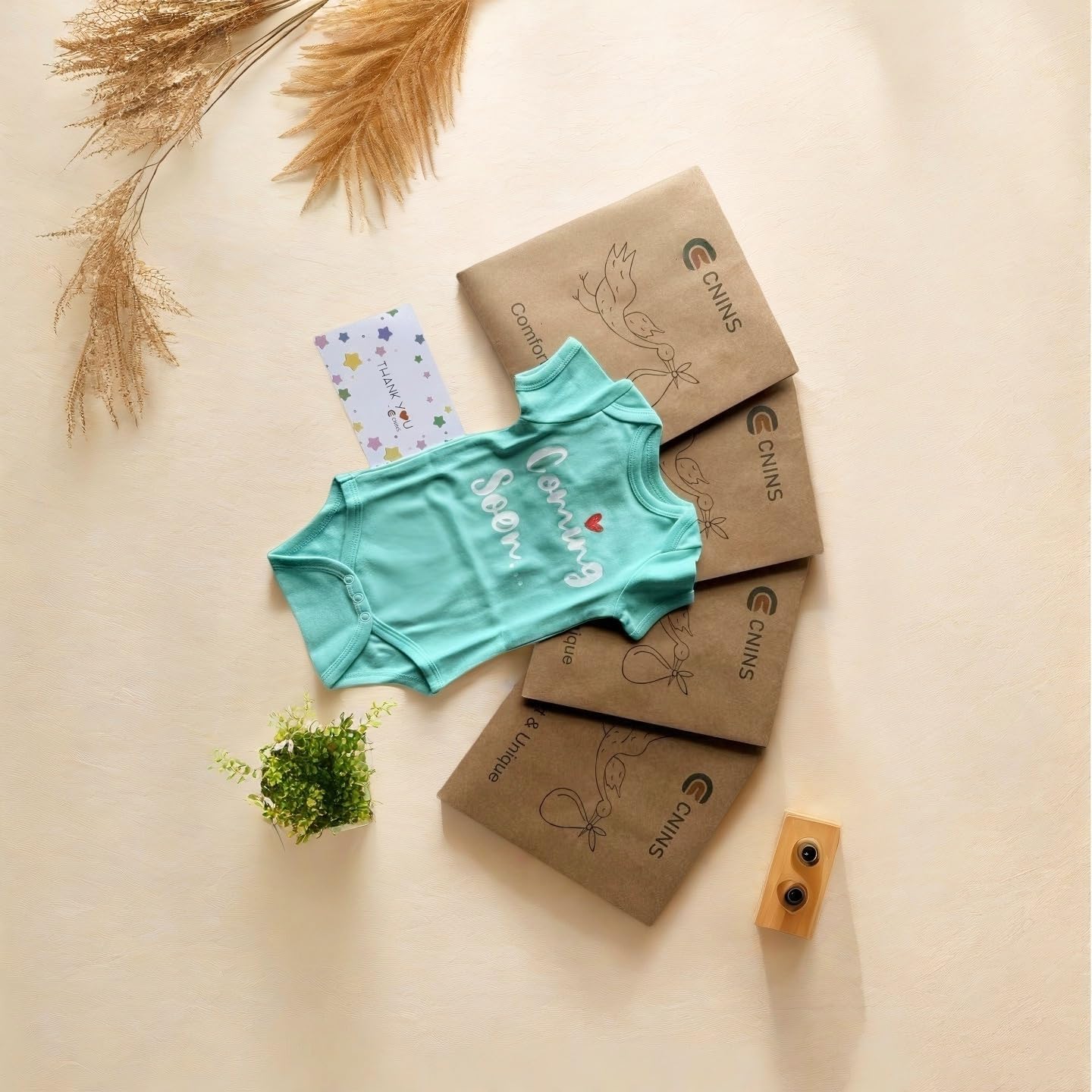 Cnins Newborn Baby Bodysuit - Pregnancy Announcement & Infant Loss Gift, Coming Soon & Rainbow Design Coming Home Outfit image 4