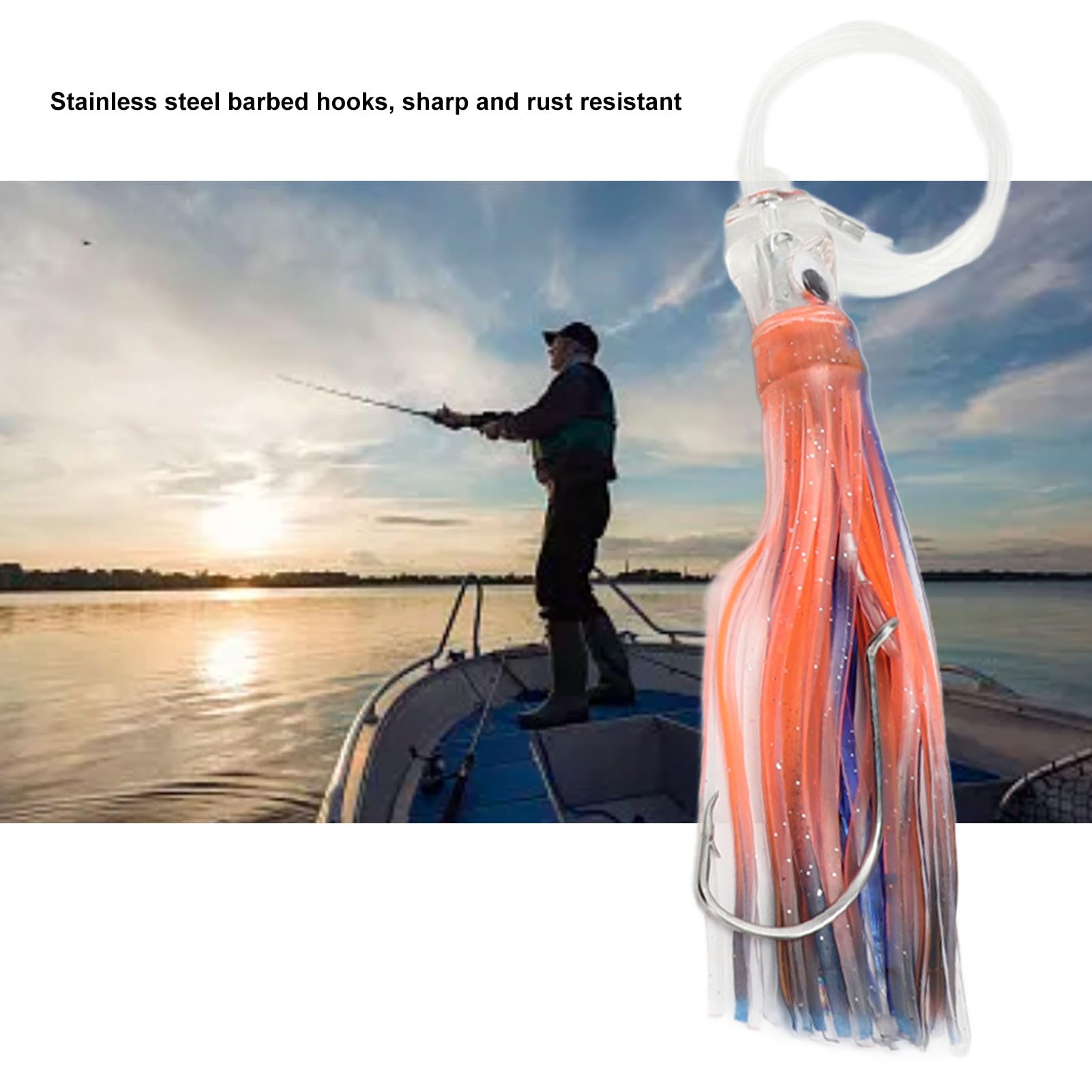 Señuelo de Trolling, Juego de 6 Piezas de Señuelo de Pesca con Ojos 3D, Kit de Cebo de Señuelos de Pesca de 6 Colores Incluye Bolsa de Almacenamiento, Señuelos con Faldón de Agua Salada