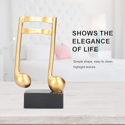 Miniatura 5 de Fdit Music Note Figurine, Resin Musical Note Sculpture with Frosted Retro Gold Finish and Black Base for Piano Shop Display or Home Office Desktop