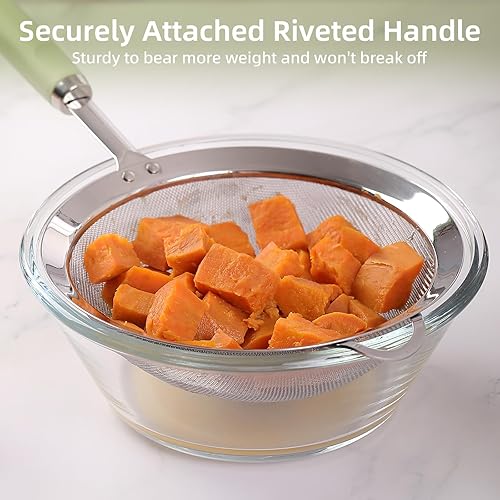 Miniatura 5 de Coladores de acero inoxidable, tamiz de malla fina, tamiz para hornear, colador de metal, pequeños coladores y coladores para cocina, colador de