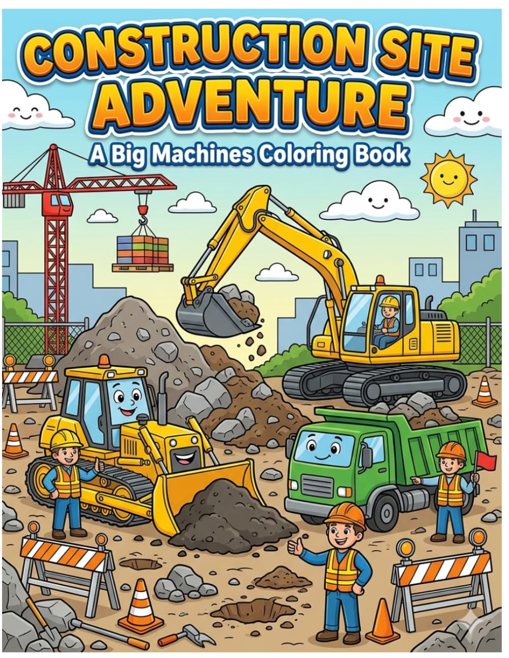 Construction Site Adventure: A Big Machines Coloring Book for Kids Ages 3-8