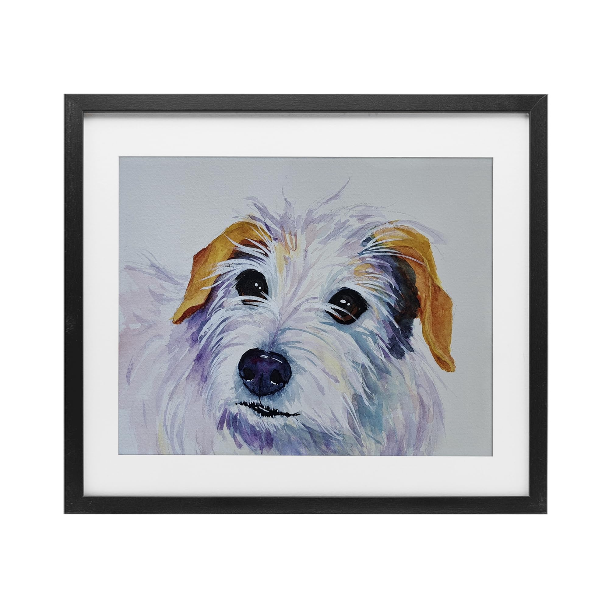 Stupell Industries White Terrier Dog Portrait Black Framed Print Under Glass, design by Tatiana Roberts, 17 x 21