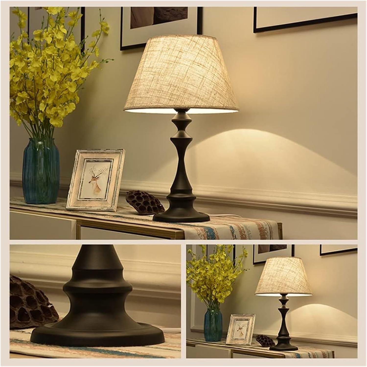 PinkForest ピンクの森 デスクランプ 19.6インチ 多機能 メタルベース ファブリックシェード 3スイッチ調光 ベッドル