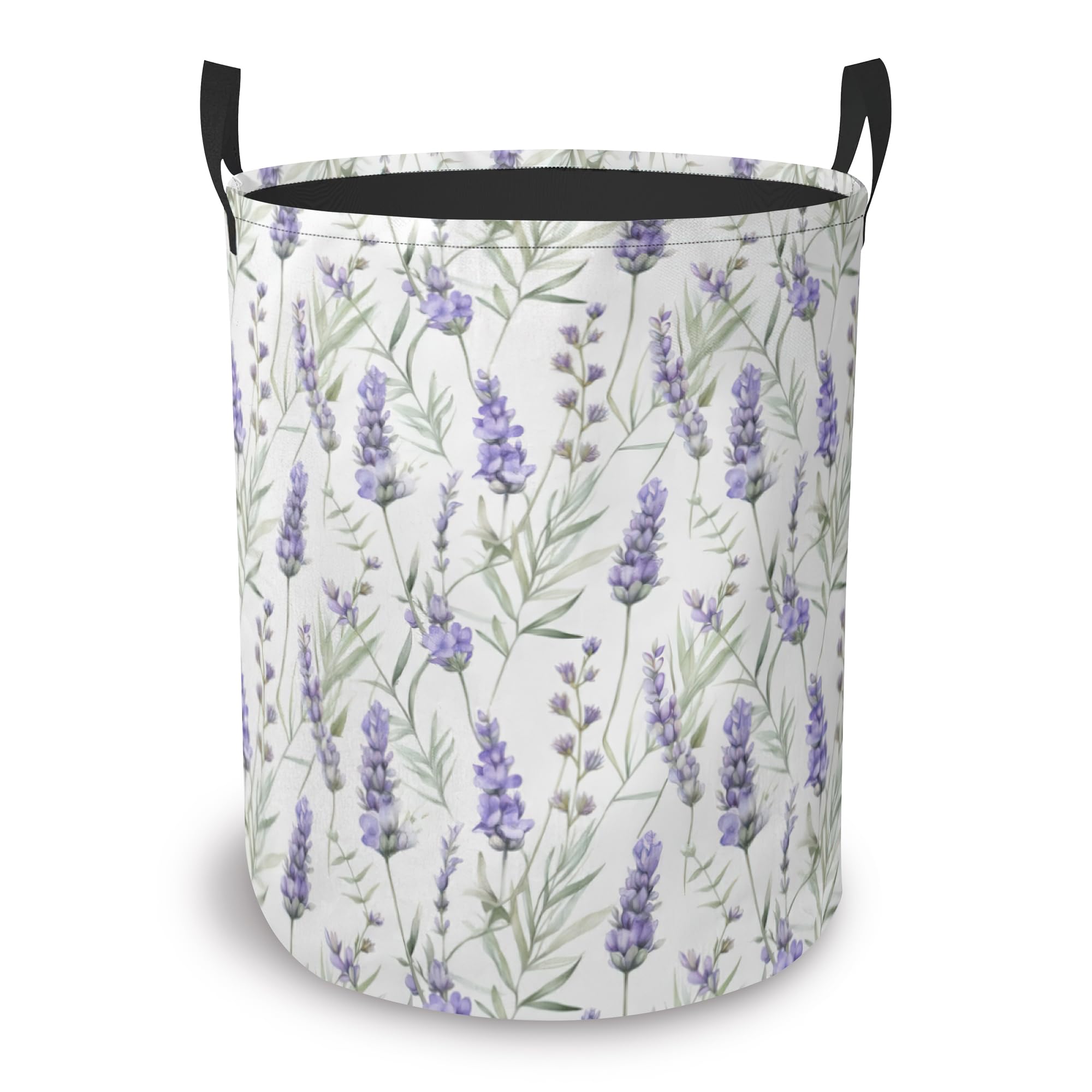 Laundry Basket, Purple Lavender Oxford Cloth Laundry Hamper With Handle Foldable Portable Clothes Storage Basket Storage Bag For Bathroom/Bedroom/Dormitories — image 1