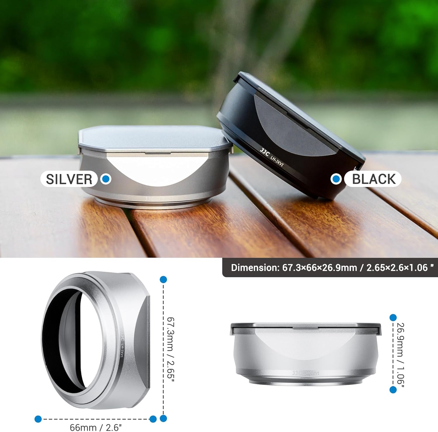 JJC LH-X100 Metal Square Lens Hood with AR-X100 49mm Adapter Ring for Fuji Fujifilm X100VI X100V X100F Cameras, LH-X100 Lens Hood with Filter Adapter Ring, Allows to Attach 49mm UV/ND/CPL Filter