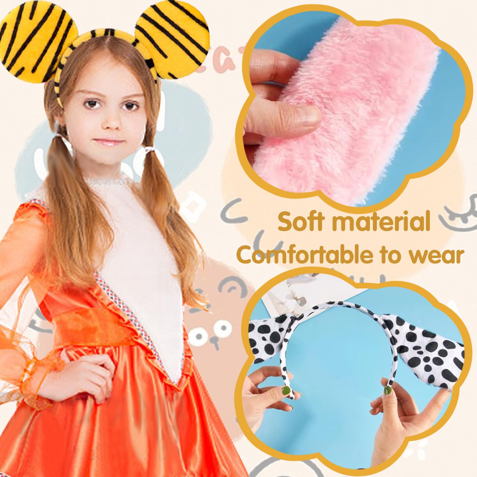 10 Pièces Serre Tete Enfant, Bandeau Animaux, Serre Tete Halloween Enfant Fête à Thème D'anniversaire de Carnaval Bandeau Cosplay Animaux pour Enfants et Adultes
