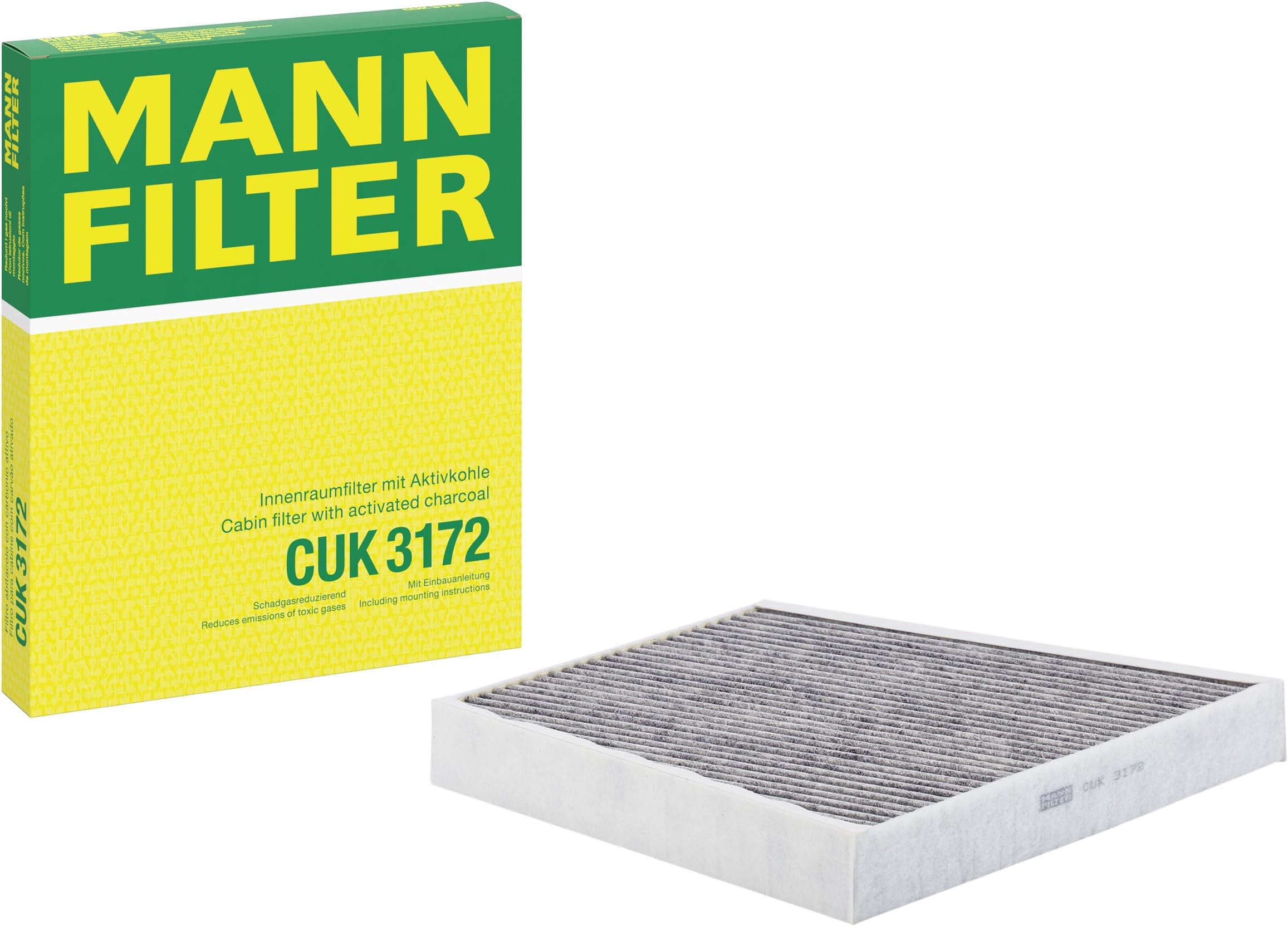 MANN-FILTER CUK 3172 Cabin Air Filter - Pollen Filter with Activated Carbon - for Cars + Transporters