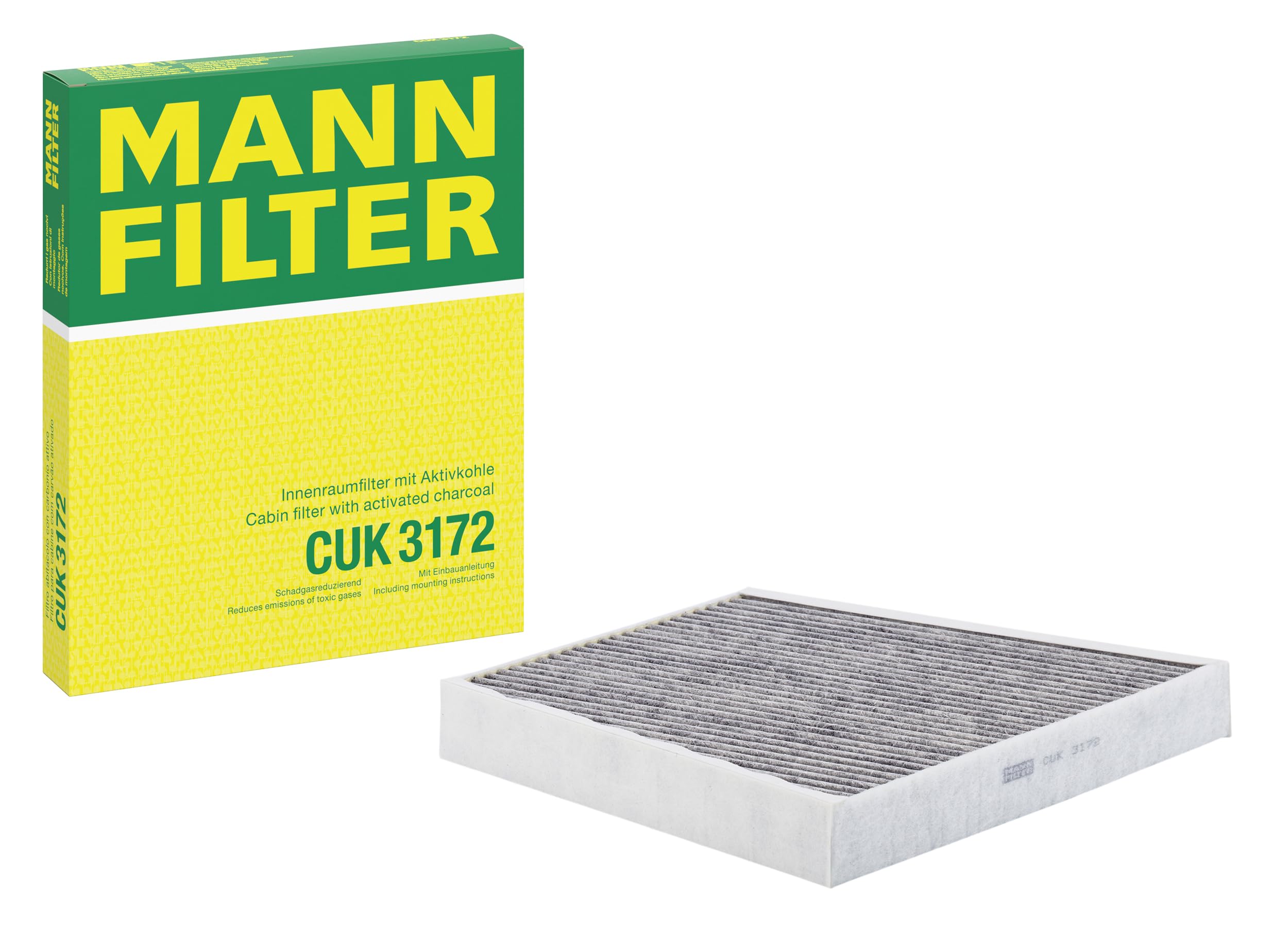 MANN-FILTER Mann Filter CUK 3172 Automotive Cabin Air Filter with Activated Carbon, Car & Truck Passenger Compartment OEM Filter Replacement for Mercedes Benz: E350, E320, CLS550 and more