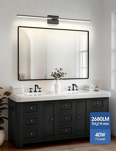 Miniatura 2 de VOLISUN Lámpara de tocador de baño de 48 pulgadas, 5CCT regulable, lámpara LED de baño de 40 W sobre el espejo, luces de tocador de barra negra para