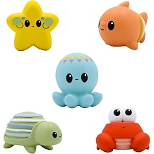 Light Up Bath Floats - 5 Count Sea Creature Toys - Ages 6+ Months