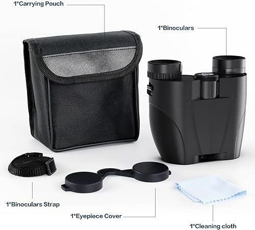 Miniatura 8 de Binoculares para adultos y niños, prismáticos compactos de alta potencia de 20 x 25 con visión de poca luz para observación de aves, ocular grande