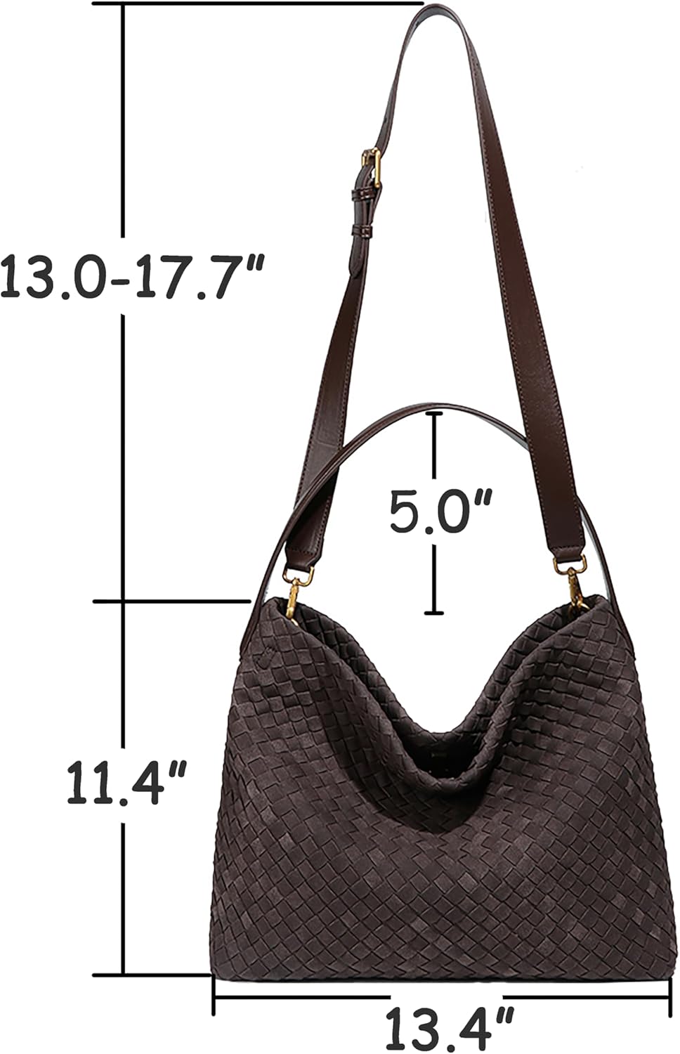 Woven Suede Shoulder Bag for Women Suede Hobo Bag Tote Elegant Handbag Satchel for Work Travel