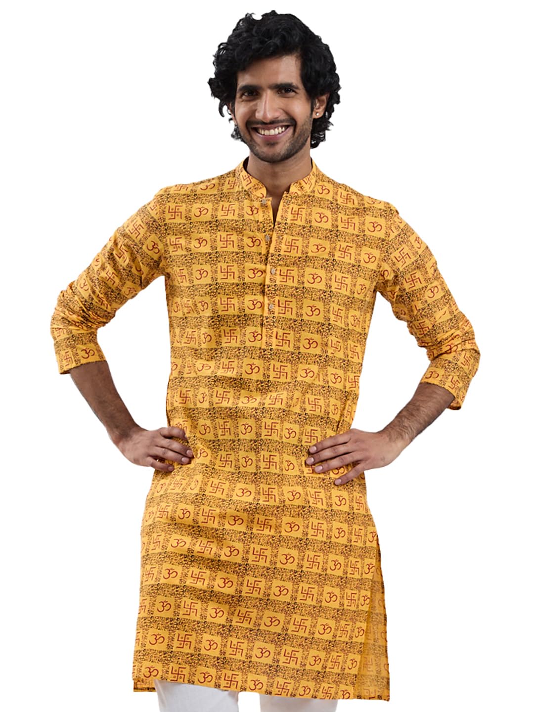 vastramay Men’s Om & Swastika Kurta – Lightweight Ethnic Wear for Pujas, Shivratri & Festive Occasions-picture-31