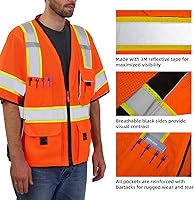 Vista 41 de Dib Safety - Chaleco reflectante amarillo de malla, chaleco de alta visibilidad con bolsillos y cremallera, clase 2 ANSI de alta resistencia, hecho