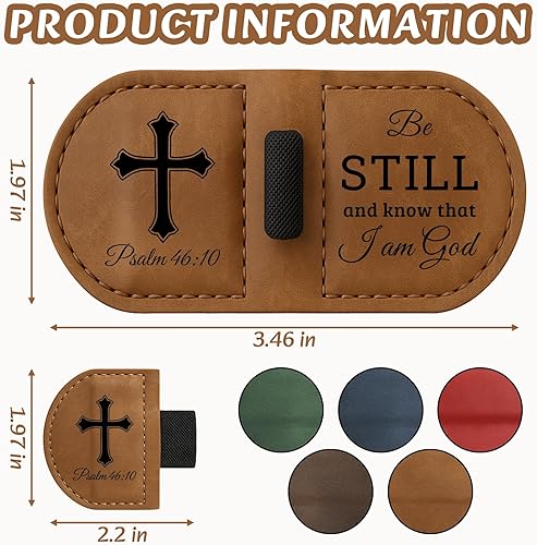 Miniatura 2 de Bygone Mark - Marcapáginas de cuero personalizado con soporte para bolígrafo, diseño de versículo magnético de la Biblia, regalos inspiradores para