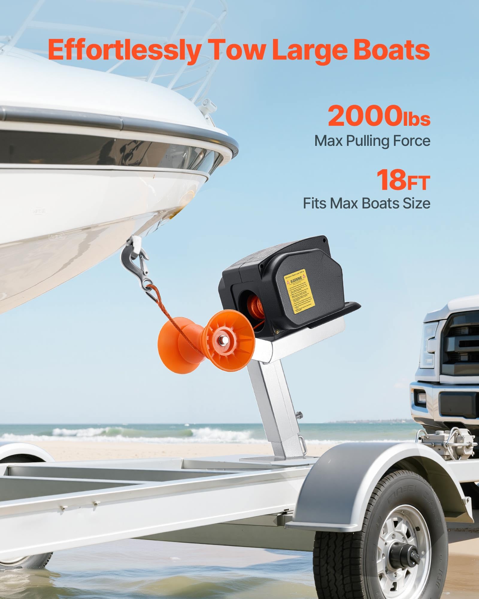 Image secondaire de Treuil Électrique VEVOR pour Bateau 12V - 900 kg avec Télécommande