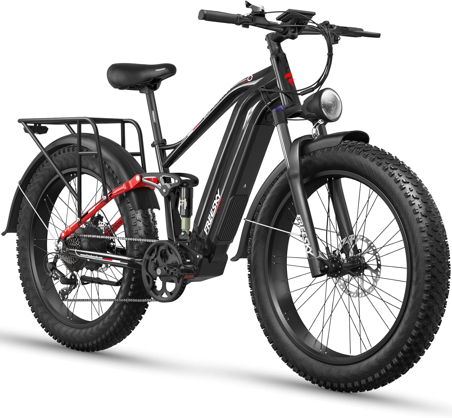 FREESKY 3000W Electric Bike for Adults, 37MPH & 95Miles Range, Dirt All-Terrain Electric Bicycle, 48V 25Ah Removable Battery,26" Fat Tire Full Suspension Mountain Ebike, UL2849 Certified by TÜV