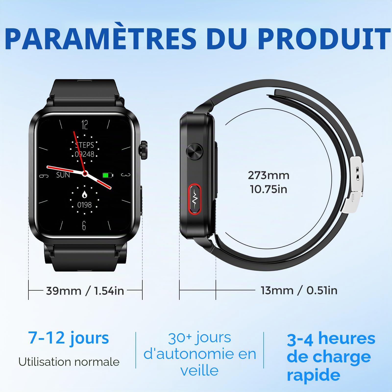 Smart Watch pour Hommes Et Femmes, ÉCran Retina HD De 1,92 Pouces, 100+ Modes Sport, 30+ Langues, Bluetooth 5.0ble, Algorithme Intelligent AI, Batterie 30 Jours, ECG Insights, pour Spo2
