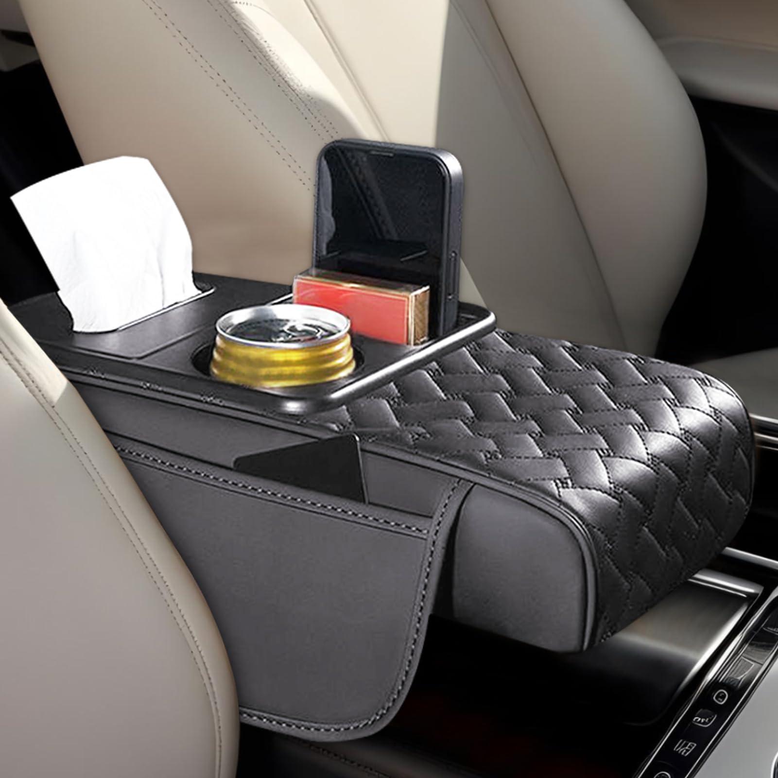 Waterproof Arm Rest Pad - Car Armrest Cover, Multifunctional Vehicle Accessory | Auto Booster Cushion Suitable for Trucks Interior Protection Comfort Support Center Console Organizer Driving Convenien