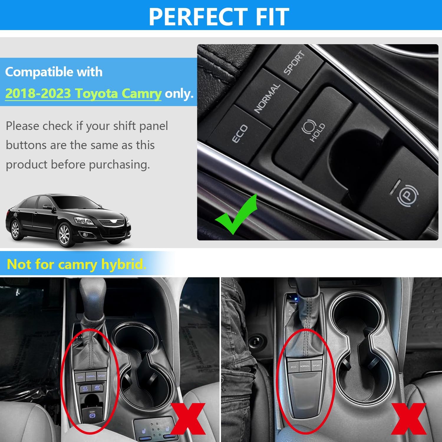 5PCS Gear Shift Panel Button Sticker Suitable for Camry 2018-2023 Aluminum Alloy Patch Center Console Protector Decorative Accessories - Red