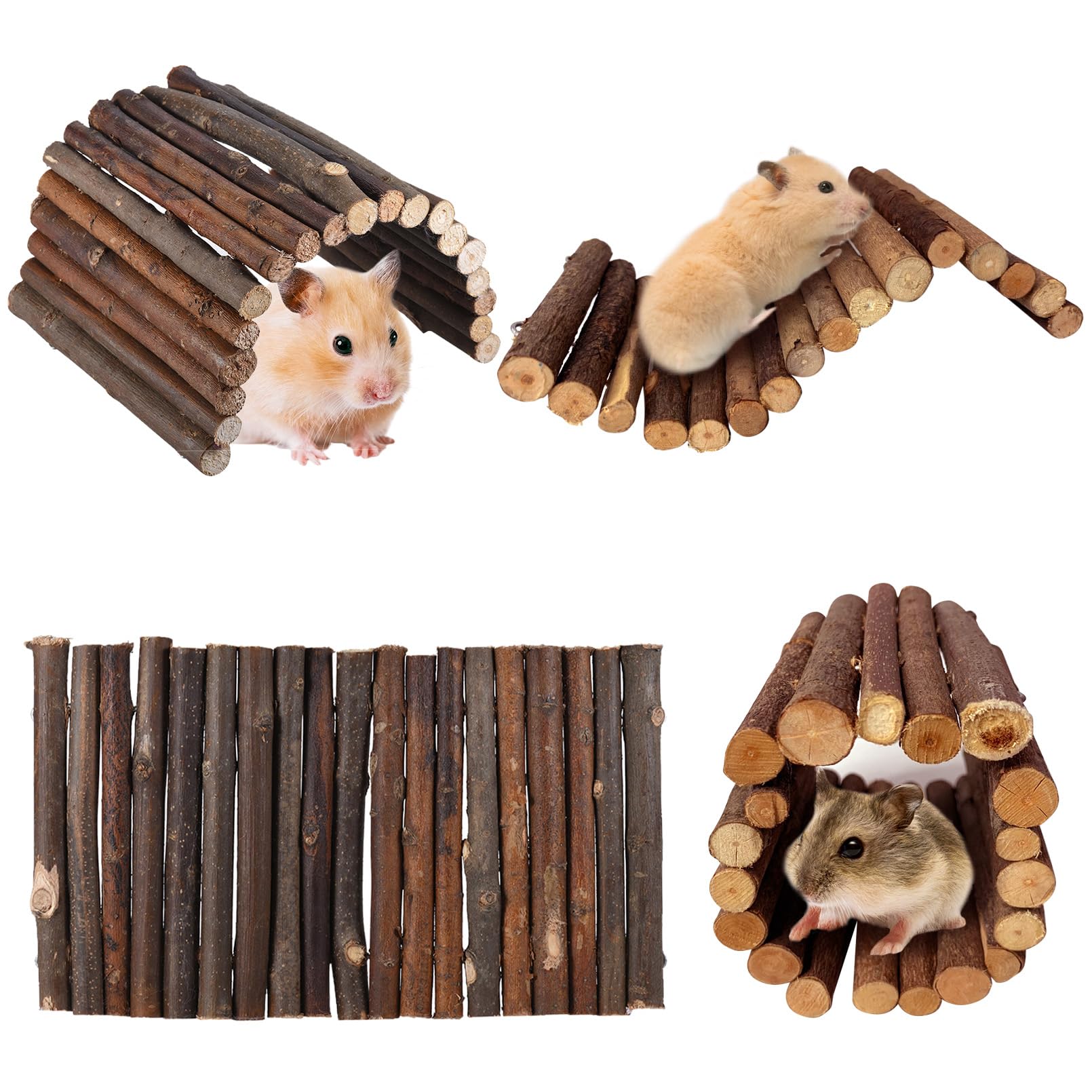 Hamiledyi XXL-Kletterleiter Aus Holz Für Kleintiere – Biegsam, 40x64 Cm, Zum Kauen & Klettern