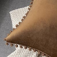 Vista 41 de 2 fundas para cojín decorativo de terciopelo con pompones