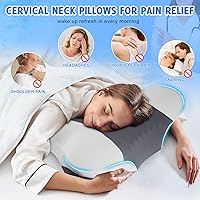 Vista 6 de Almohadas cervicales para el cuello con espuma viscoelástica, almohadas ergonómicas de apoyo para el cuello para aliviar el dolor, espuma