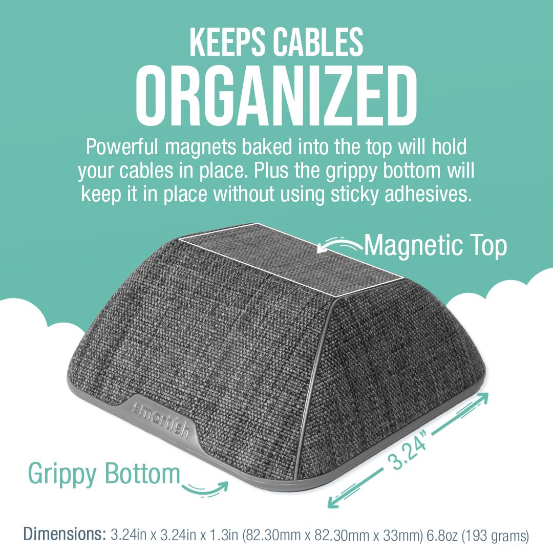Smartish Magnetic Cable Manager - Cable Wrangler Magnet Base Cord Organizer for Your Nightstand (Silk) - No. 2 Pencil Gray SLK-MB-GRAY - Image 2