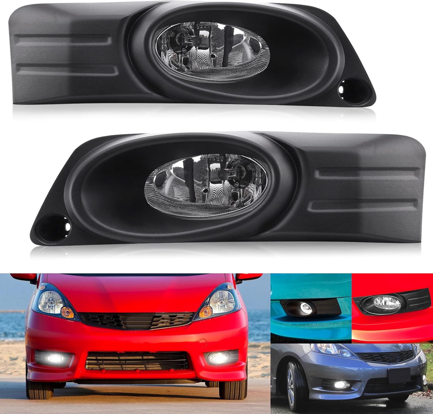 MotorFansClub Front Bumper Fog Light Assembly with Wiring Kit for Honda Fit 2012–2013