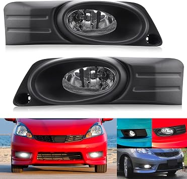 MotorFansClub Front Bumper Fog Light Assembly Fit for Honda Fit 2012 2013 | Fit for Honda Jazz Sport, Foglight Driving Light with Wiring Harness, Left and Right Side