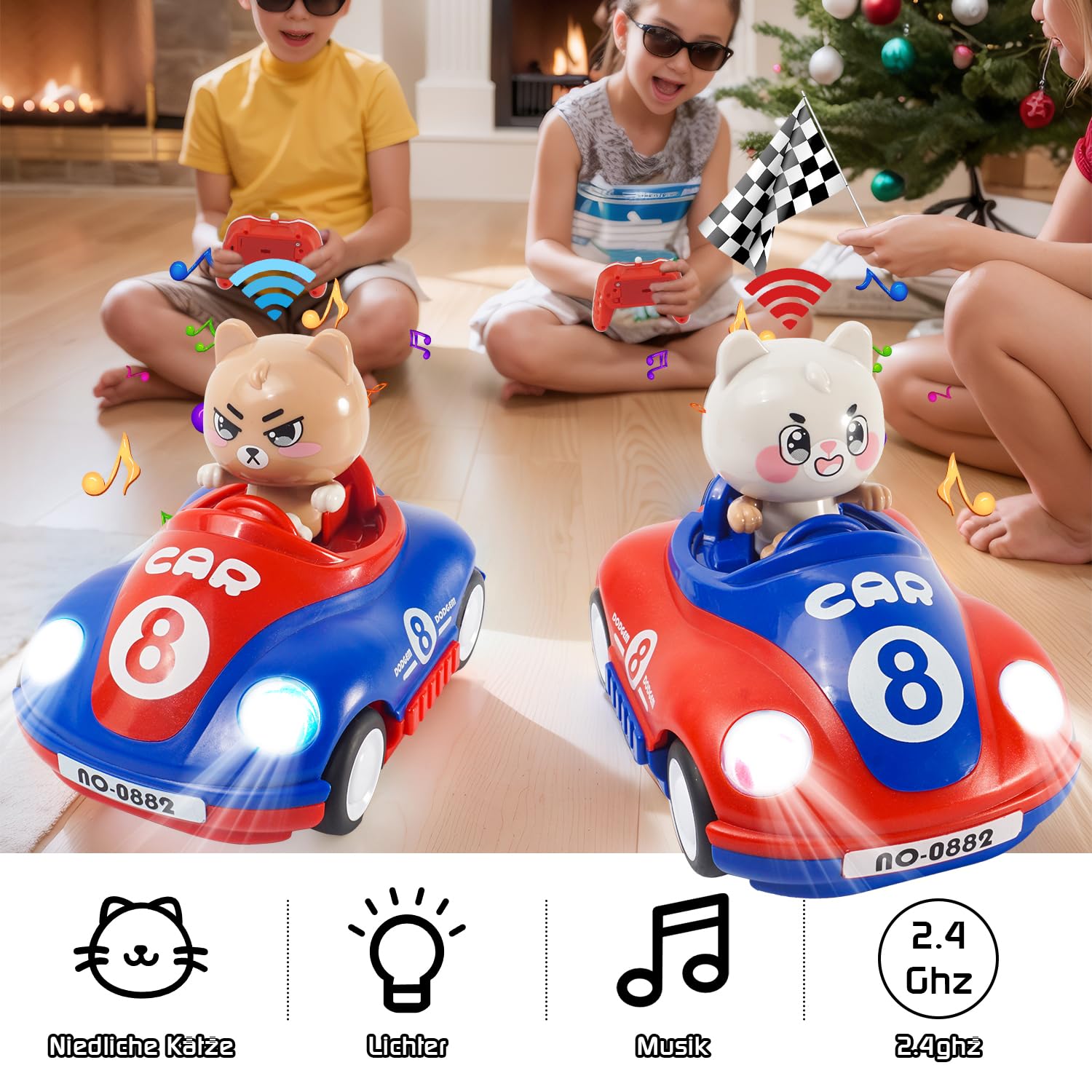 PRANITE Autoscontro Telecomandato, 2,4 GHz RC Dinosauro Macchina Telecomandata per Bambini, con Luce e 3 Musica, Ricaricabile Bumper Car Regalo per Bambini