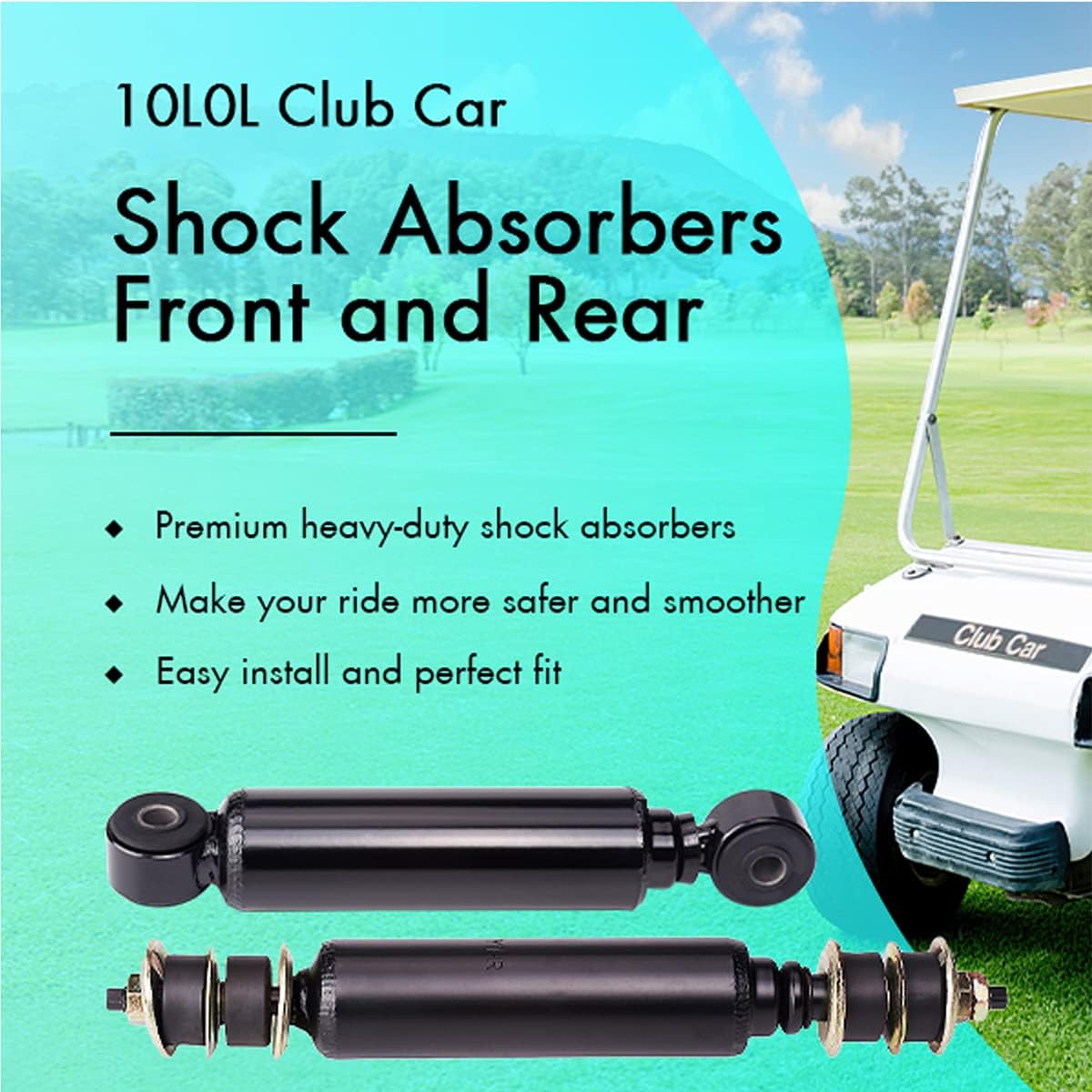 10L0L Golf Cart Front and Rear Shocks for Club Car DS G&E 1988-up,Precedent G&E 2004-up, Tempo 2018-up, OEM 1014235, 1014236, 1010991, 1015813, 1013164