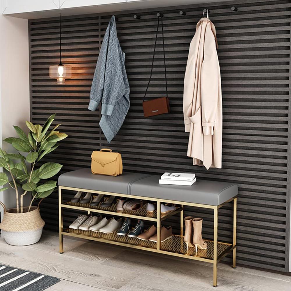Tabouret de lit en similicuir élégant et banc de rangement en métal durable
