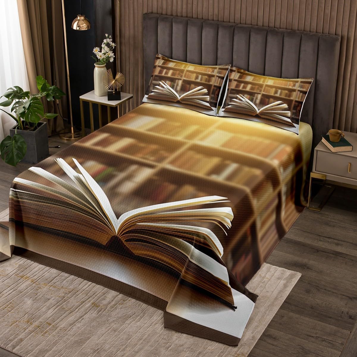 Erosebridal Bees Coverlet Set Queen Size Honey Flower Bedding Set Botanical Bedspread for Child Teens Girls,Plant Floral Quilt Set Cartoon Simple Style Bedroom Decor Plain White Yellow