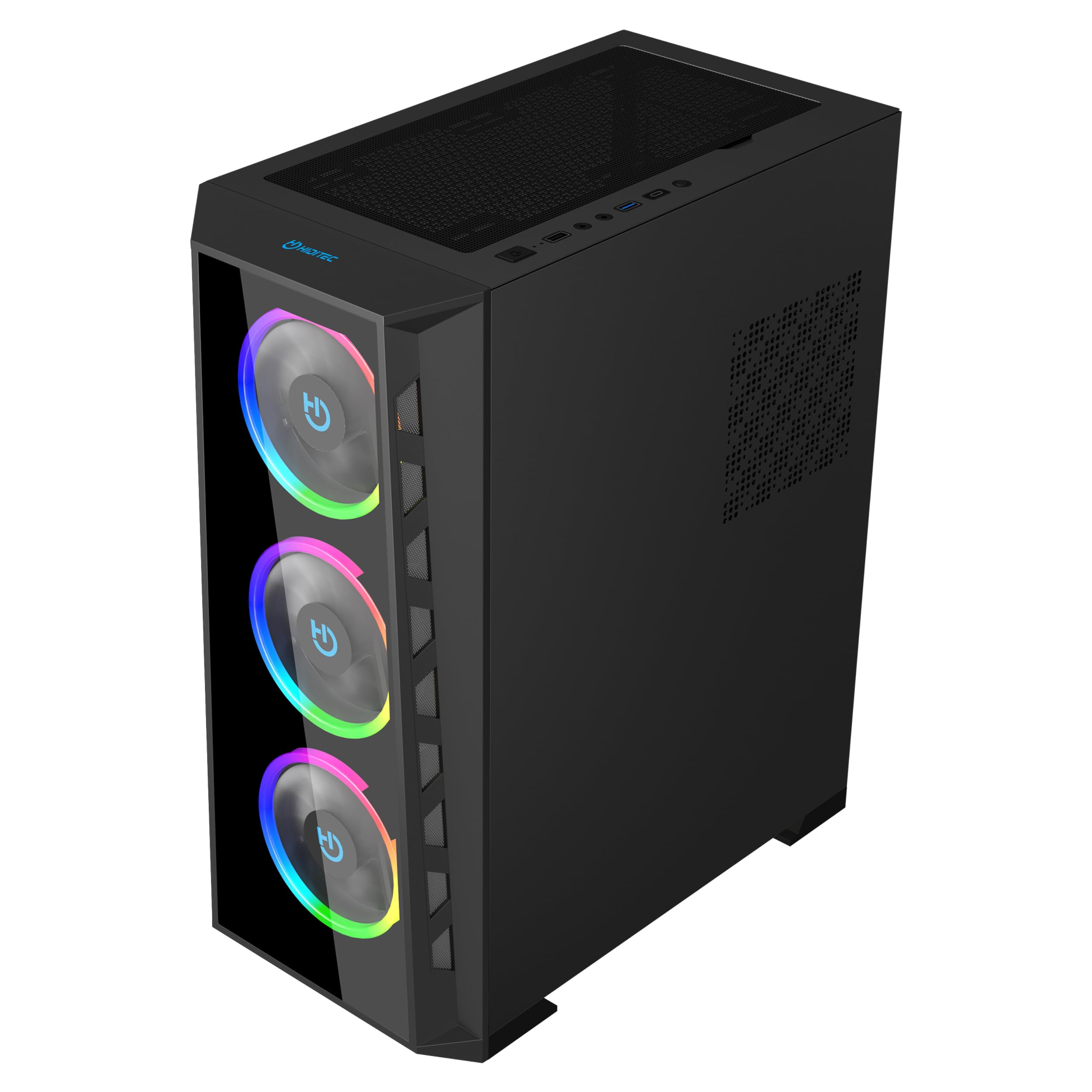 Hiditec MH12 Glass | Caja PC Gaming E-ATX | 4 Ventiladores ARGB | USB-C | Compatible E-ATX, ATX y Micro ATX | GPU de gran formato | Cristal templado | Filtros antipolvo