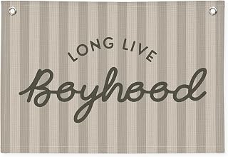 Long Live Boyhood Banner, Boy Nursery Decor | Banner Wall Hanging Flag Decor for Nursery Playroom Toddler Room, Boys Kids Room - Gray