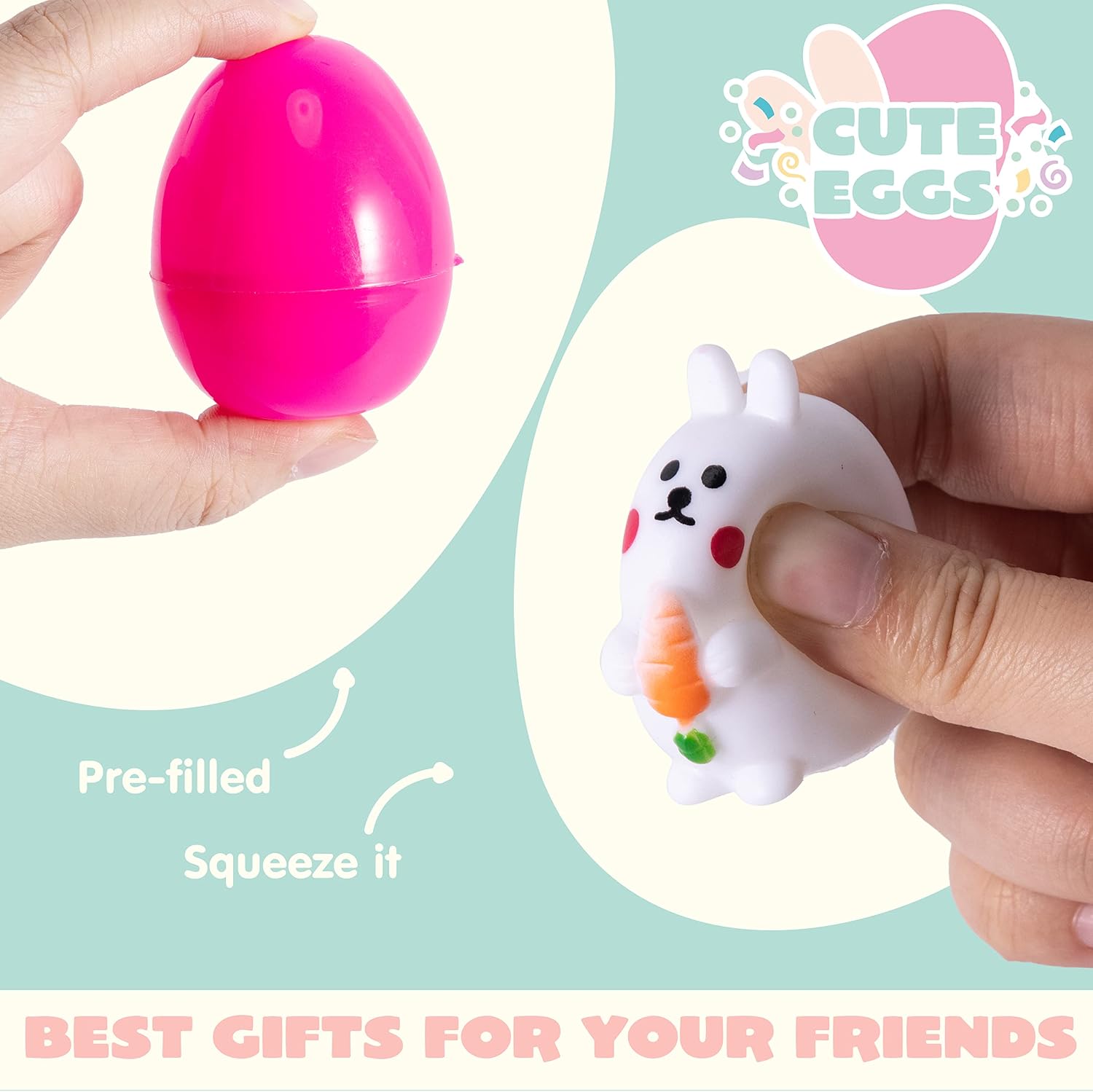 JOYIN 100 Pcs Prefilled Easter Eggs with Novelty Toys Premium for Easter Theme Party Favor, Easter Eggs Hunt, Easter Basket Stuffers Fillers, Classroom Supplies