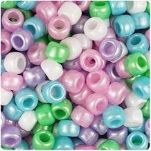 BeadTin Pastel Mix Pearl 9mm Barrel Plastic Pony Beads 500pcs